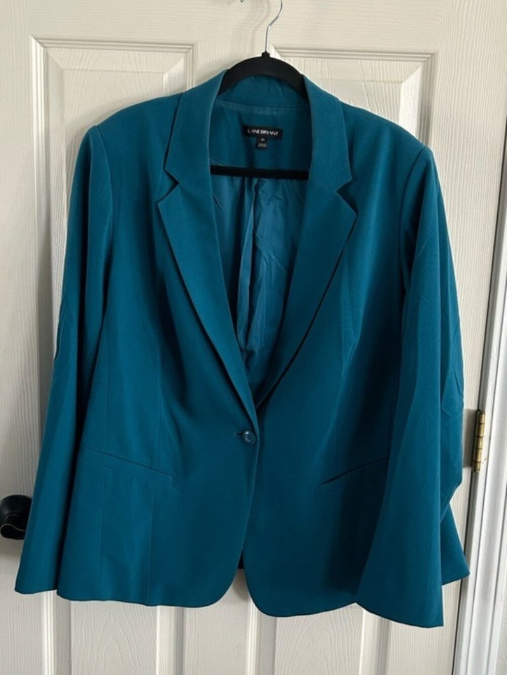 Lane Bryant Teal Single-Button Blazer Jacket Plus Sz 22 Flaws Read - Picture 16 of 16